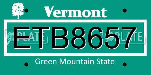 ETB8657 Vermont License Plate