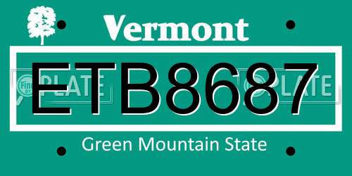 ETB8687 Vermont License Plate
