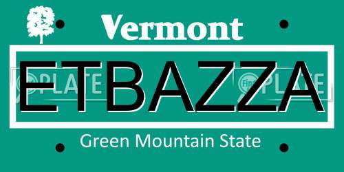ETBAZZA Vermont License Plate