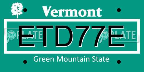 ETD77E Vermont License Plate