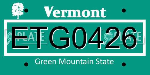 ETG0426 Vermont License Plate