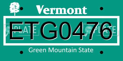 ETG0476 Vermont License Plate