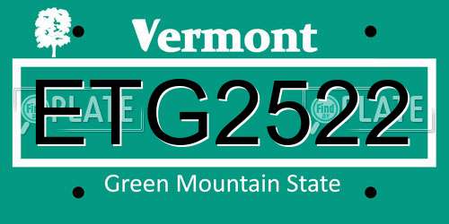 ETG2522 Vermont License Plate