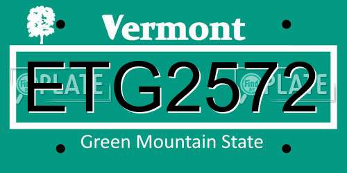 ETG2572 Vermont License Plate