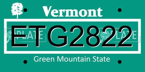 ETG2822 Vermont License Plate