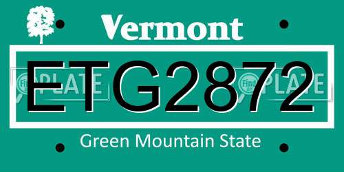 ETG2872 Vermont License Plate