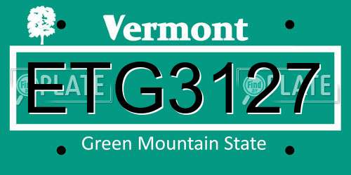 ETG3127 Vermont License Plate