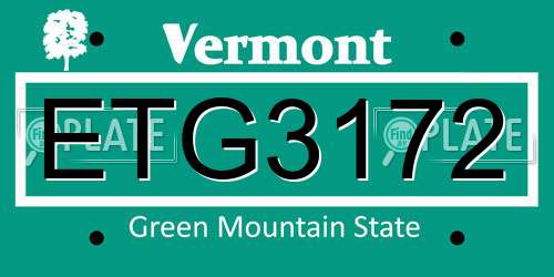ETG3172 Vermont License Plate