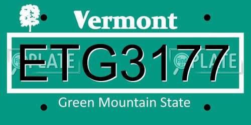 ETG3177 Vermont License Plate