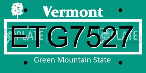 ETG7527 Vermont License Plate