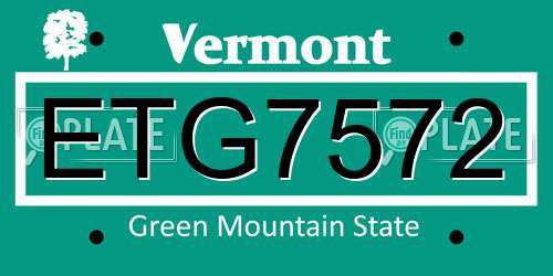 ETG7572 Vermont License Plate