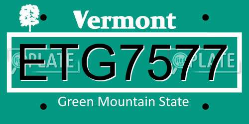 ETG7577 Vermont License Plate