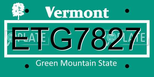 ETG7827 Vermont License Plate