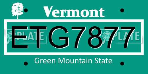 ETG7877 Vermont License Plate