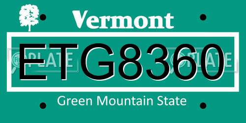 ETG8360 Vermont License Plate
