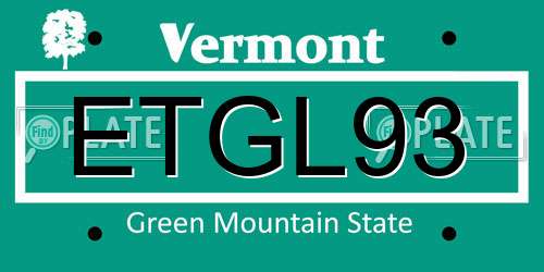 ETGL93 Vermont License Plate
