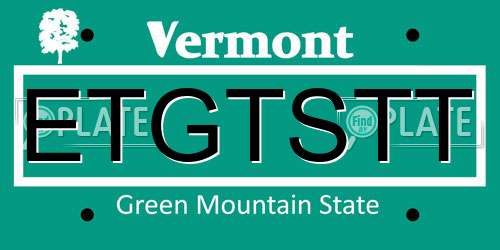 ETGTSTT Vermont License Plate