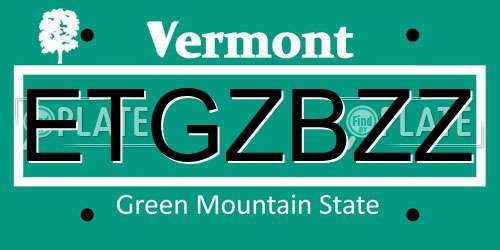 ETGZBZZ Vermont License Plate