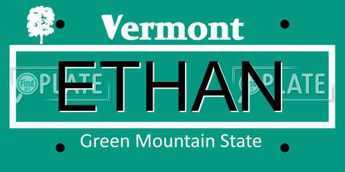 ETHAN Vermont License Plate