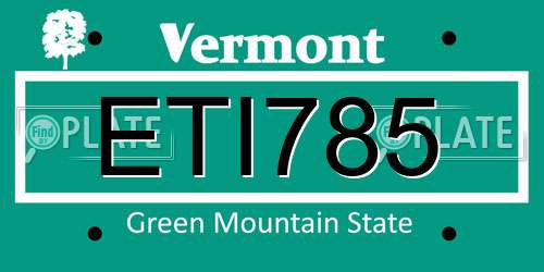 ETI785 Vermont License Plate
