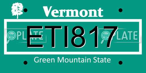 ETI817 Vermont License Plate