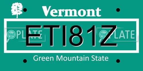 ETI81Z Vermont License Plate