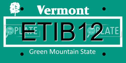 ETIB12 Vermont License Plate
