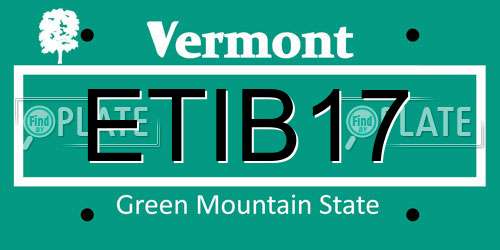 ETIB17 Vermont License Plate