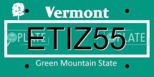 ETIZ55 Vermont License Plate