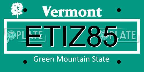 ETIZ85 Vermont License Plate