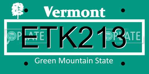 ETK213 Vermont License Plate