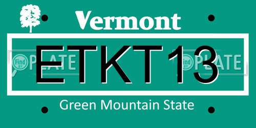 ETKT13 Vermont License Plate