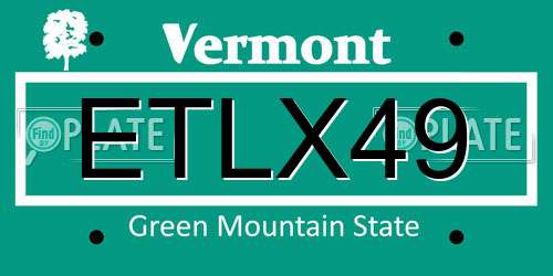 ETLX49 Vermont License Plate