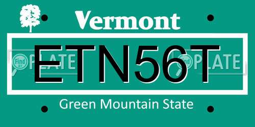 ETN56T Vermont License Plate