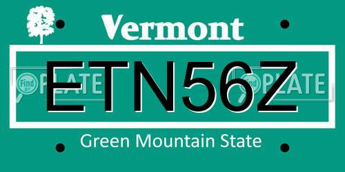 ETN56Z Vermont License Plate