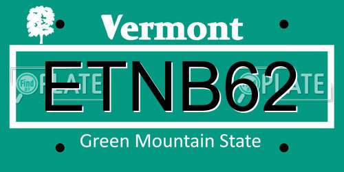 ETNB62 Vermont License Plate