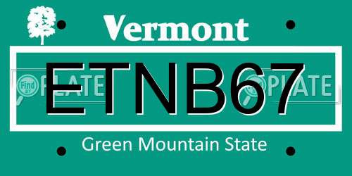 ETNB67 Vermont License Plate