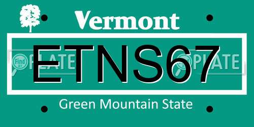ETNS67 Vermont License Plate