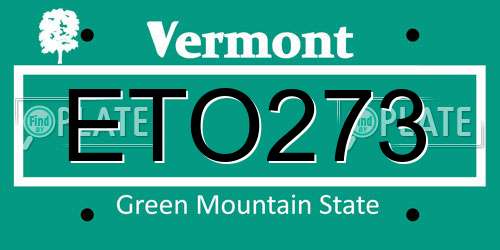 ETO273 Vermont License Plate