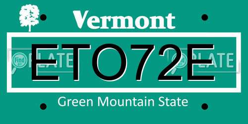 ETO72E Vermont License Plate
