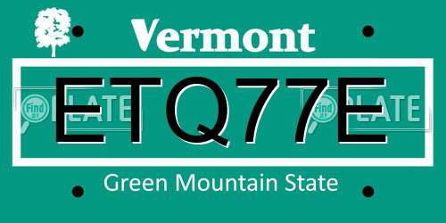 ETQ77E Vermont License Plate