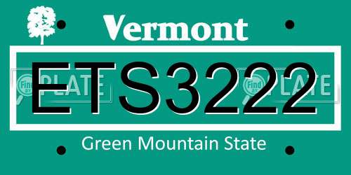 ETS3222 Vermont License Plate