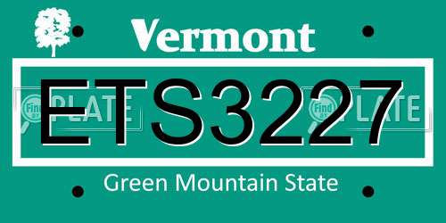 ETS3227 Vermont License Plate