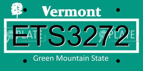 ETS3272 Vermont License Plate