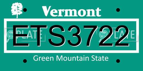 ETS3722 Vermont License Plate