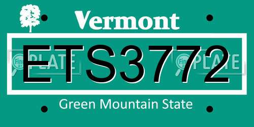ETS3772 Vermont License Plate