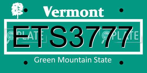 ETS3777 Vermont License Plate