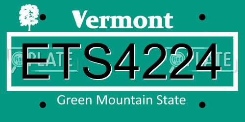 ETS4224 Vermont License Plate