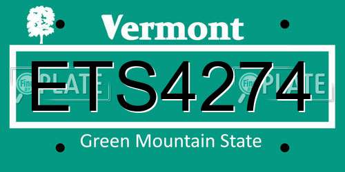 ETS4274 Vermont License Plate