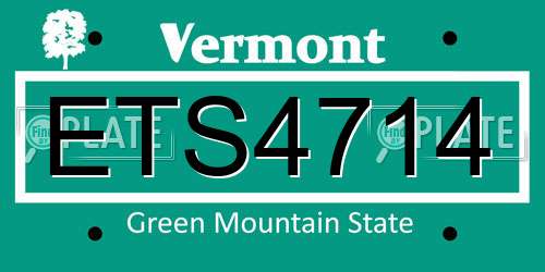 ETS4714 Vermont License Plate